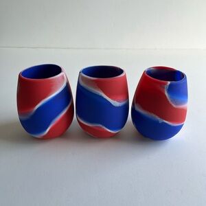 Shark Skinzz Silicone Wine Glass Set of 3 - Red, White, and Blue